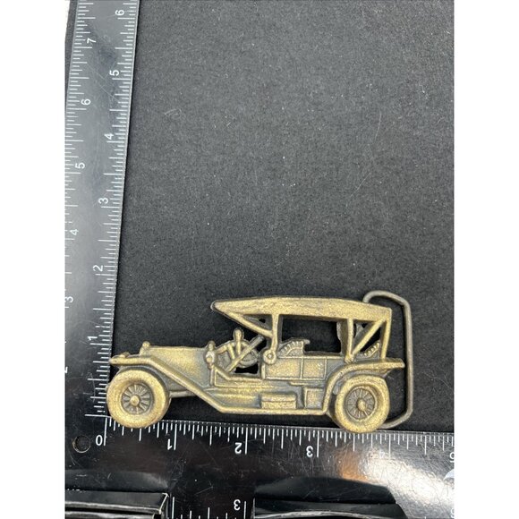 1970s Vintage Antique Car Belt Buckle Solid Brass Model T Baron Buckle Co - Picture 6 of 8